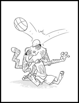 3_toes anthro ball barefoot basketball_(ball) bottomwear clothing collar crooked_tail eyebrows facial_markings feet female floppy_ears fur head_markings jersey long_tail markings motion_lines on_ground pawpads raised_arm raised_eyebrow shirt shorts simple_background sitting solo spiral spiral_eyes spots spotted_body spotted_fur striped_markings stripes tail text text_on_clothing toes tongue tongue_out topwear young ruffu pepper_in_the_sandbox pepper_(ruffu) felid feline mammal serval digital_drawing_(artwork) digital_media_(artwork) low_res monochrome sketch
