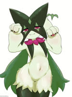 ambiguous_gender anthro belly black_body dancing fur green_body green_fur multicolored_body multicolored_fur navel paw_pose pose solo suru56nee nintendo pokemon generation_9_pokemon meowscarada pokemon_(species) animated no_sound short_playtime webm