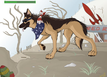 american_flag animal_genitalia barely_visible_genitalia barely_visible_sheath bomb explosives eyewear feral fully_sheathed fur genitals goggles kerchief male neckerchief neckwear post-apocalyptic red_rocket sheath solo text tongue tongue_out united_states_of_america gthusky fallout microsoft dogmeat canid canine canis domestic_dog german_shepherd herding_dog mammal pastoral_dog 2016 absurd_res english_text hi_res