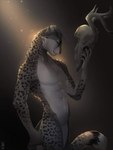 anthro blue_eyes bone featureless_crotch male mask nude skull skull_mask solo standing unknown_artist flauros_(aloof_floof) felid mammal pantherine snow_leopard 3:4 hi_res