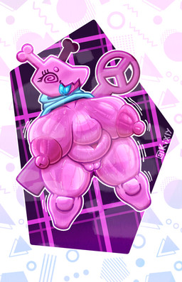 anthro big_breasts big_butt big_nipples blue_tongue bodily_fluids breasts butt female genital_fluids genitals geometric_background huge_breasts hyper hyper_breasts nipples overweight pink_body saliva simple_background solo sweat sweaty_body sweaty_breasts sweaty_butt sweaty_legs sweaty_thighs tongue tongue_out vaginal_fluids vulva wide_hips kixly deltarune undertale_(series) darkner virovirokun 2025 absurd_res digital_media_(artwork) hi_res