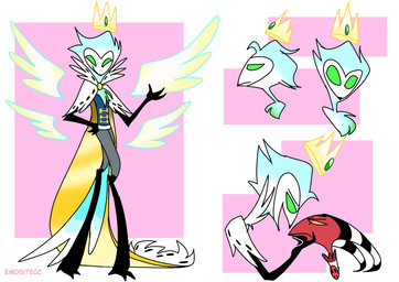 4_wings anthro blue_body blue_feathers crown disembodied_wings duo feathered_wings feathers green_eyes headgear horn male male/male multi_wing red_body red_skin wings emositecc hellaverse helluva_boss blitzo_(helluva_boss) stolas_(helluva_boss) angel avian bird demon demon_humanoid humanoid imp owl colored