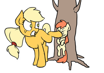 apple_bloom_(mlp) applejack_(mlp) blonde_hair cub duo equine female feral freckles friendship_is_magic fur hair horse kick long_hair my_little_pony oops orange_fur outside plain_background pony red_hair standing tree unknown_artist white_background yellow_fur young
Rating: Safe
Score: 4
User: lemongrab
Date: September 01, 2013