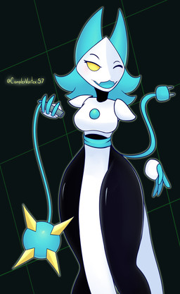 anthro blue_hair breasts electrical_plug_tail fangs female floating_hands hair machine melee_weapon one_eye_closed open_mouth simple_background solo teeth weapon wink yellow_eyes complex_vortex deltarune undertale_(series) tasque_manager darkner felid feline mammal robot 2021 digital_media_(artwork) hi_res signature