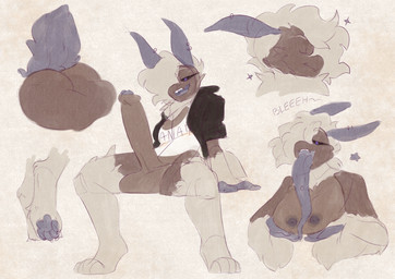 anthro big_penis bottomless breasts clothed clothing fangs fur genitals gynomorph huge_penis intersex nipples nude pawpads paws penis piercing solo teeth tongue shinystarshard arthropod humanoid insect lepidopteran moth absurd_res colored_sketch hi_res sketch