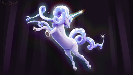 female feral glowing horn horseshoe jumping looking_up magic rainbow_lights solo sparkles rage_spark deadlock_(game) mythology valve celeste_(deadlock) equid equine horse mammal mythological_creature mythological_equine unicorn 16:9 absurd_res hi_res widescreen