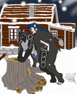 abs anal anal_penetration anthro athletic axe barefoot biceps black_body black_fur black_nose blue_eyes blue_hair blush bodily_fluids butt claws cum cum_on_hand cum_on_penis cum_string cumshot duo ejaculation erection fangs feet from_behind_position fur genital_fluids genitals grey_body grey_fur grin hair humanoid_genitalia humanoid_penis interspecies leaking male male/male male_penetrated male_penetrating male_penetrating_male markings melee_weapon muscular nude open_mouth orgasm outside pecs penetration penis purple_body purple_eyes purple_fur purple_nose purple_penis purple_tongue sex smile snow teeth toe_claws tongue tongue_out vein weapon white_body white_fur hunterramirez cobaltbadger_(character) american_badger badger felid mammal mustelid musteline hi_res