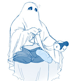 bedsheet_ghost big_penis blush clothed clothing clothing_lift condom genitals glans holding_condom holding_object holding_penetrable_sex_toy holding_sex_toy humanoid_genitalia humanoid_penis invisible male not_furry penetrable_sex_toy penis sex_toy sexual_barrier_device simple_background solo underwear white_background iriedono ghost spirit 2020