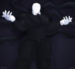 big_pecs bulge clothed clothing looking_at_viewer male muscular muscular_male pecs simple_background solo suit tentacles luvian_art creepypasta slenderman humanoid big_body absurd_res digital_media_(artwork) hi_res