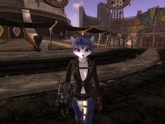 anthro blue_body blue_fur blue_hair building casino city city_background clothed clothing female fur googie_aesthetic hair mod modern_architecture outside sign skyscraper solo text urban white_body white_fur unknown_artist fallout microsoft nintendo star_fox krystal_(star_fox) canid canine fox mammal securitron_(fallout) 3d_(artwork) 4:3 digital_media_(artwork) english_text