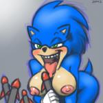 anthro big_breasts blue_body blue_fur blush breasts clothing crossgender explosives female fur gloves green_eyes handwear huge_breasts missile nipples open_mouth simple_background solo weapon conditional_dnp zp92 sega sonic_the_hedgehog_(film) sonic_the_hedgehog_(series) sonic_the_hedgehog ugly_sonic eulipotyphlan hedgehog mammal 1:1 2019 hi_res