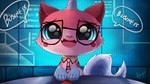 16:9 biznis_kitty blue_eyes dated felid female feral front_view fur glistening glistening_eyes hi_res horn lego looking_at_viewer mammal open_mouth open_smile penguinexperience pink_body pink_fur signature smile solo tail the_lego_movie unikitty white_tail widescreen