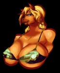 anthro areola big_breasts bikini blonde_hair blue_eyes bra breasts brown_body brown_fur cleavage clothed clothing female front_view fur hair huge_breasts lips looking_at_viewer nipple_outline simple_background solo swimwear transparent_background two-piece_swimsuit underwear riendonut elaine_(furryjibe) equid equine horse mammal 2014 alpha_channel bust_portrait digital_media_(artwork) portrait