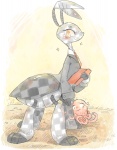 blush book checkered duo female looking_at_viewer scared sparkles yellow_eyes kavaa neopets arthropod cephalopod checkered_neopet insect marine mollusk neopet_(species) petpet_(neopets) quadrapus ruki_(neopets) taur