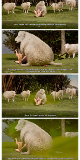 anus balls being_watched brown_body brown_fur butt claws dialogue ears_outwards facesitting fart fart_cloud fart_fetish farting_on_another farting_on_face feral fur genitals grass green_fart_cloud group knot knotted_penis looking_at_another male open_mouth page_number paws penis pivoted_ears plant sitting_on_another tail text tree wool_(fur) kenresek bovid canid canine canis caprine domestic_dog german_shepherd herding_dog mammal pastoral_dog sheep 2025 3d_(artwork) absurd_res artist_name comic digital_media_(artwork) english_text hi_res subtitled
