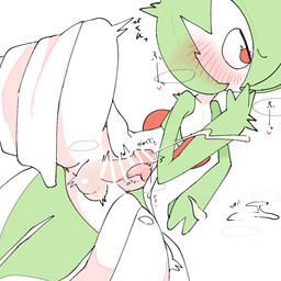 balls blush blushing_profusely bodily_fluids censored_genitalia censored_penis covering covering_mouth covering_own_mouth covering_self cum cum_on_ground cum_on_hand cum_on_own_hand cum_on_self cumshot disembodied_tongue duo ejaculation genital_fluids genitals glans green_body heart_after_text heart_symbol humanoid_focus humanoid_genitalia humanoid_penis licking looking_aside lying male male_focus male_humanoid multicolored_body on_side one_leg_up onomatopoeia oral penile penis penis_lick raised_leg red_eyes sex shaking simple_background solo_focus sound_effects text three-quarter_view tongue tremble_spikes trembling two_tone_body white_background white_balls white_body sakaniyame nintendo pokemon gardevoir generation_3_pokemon humanoid pokemon_(species) 1:1 2025 censored digital_drawing_(artwork) digital_media_(artwork) hi_res japanese_text