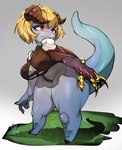 anthro biped blue_body blue_scales breasts clothed clothing eyelashes female hair pupils scales thick_thighs topwear kantan kobold absurd_res hi_res