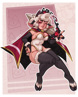 animal_ears armwear bell bell_collar breasts cape clothing collar elbow_gloves female gloves hair hand_on_hip handwear holding_object holding_weapon hooves horizontal_pupils horn legwear leotard monster_girl_(genre) pose pupils red_eyes scut_tail sheep_tail short_tail simple_background solo stockings tail thigh_highs tuft weapon white_hair wide_hips wool_hair dragoumare cult_of_the_lamb massive_monster_(studio) lamb_(cult_of_the_lamb) bovid caprine humanoid mammal sheep 4:5 absurd_res hi_res pinup