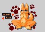 anthro black_eyebrows black_eyes breasts dialogue dipstick_tail ears_up eyebrows eyelashes feet female fur good_boy hands_behind_back long_ears markings narrowed_eyes navel nipples nude orange_body orange_fur paws red_nose simple_background sitting smile solo spread_legs spreading tail tail_markings text text_box twintailz dreamworks the_bad_guys diane_foxington canid canine fox mammal english_text