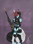 2_tails armor blue_body blue_fur body_armor bulletproof_vest femboy fur gun hair halo holding_object holding_weapon male military_clothing multi_tail ranged_weapon red_eyes red_hair rifle simple_background singaporean_flag sniper_rifle solo tactical_gear tail uwu weapon hz_foxy activision call_of_duty scp_foundation bluren_cat domestic_cat felid feline felis mammal absurd_res hi_res