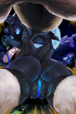 anthro black_body black_fur bodily_fluids breasts butt dripping female fur genital_fluids genitals grass group hair long_ears long_hair looking_at_viewer male mask moon night nude plant presenting solo_focus sweat vaginal_fluids vulva wearing_mask white_body white_fur theboogie league_of_legends riot_games tencent kindred_(lol) lamb_(lol) wolf_(lol) bovid caprine domestic_sheep mammal sheep spirit 2016 2:3 digital_media_(artwork) hi_res