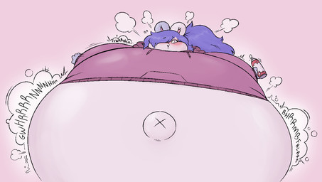 air_inflation anthro belly belly_expansion big_belly big_cheeks big_navel black_eyebrows black_nose bloated blush body_inflation can cheek_expansion clothing container dairy_products expansion eyebrows female food front_view hair holding_can holding_container holding_object hoodie huge_belly huge_cheeks huge_navel hyper hyper_belly hyper_inflation hyper_navel immobile inflation magenta_clothing magenta_hoodie magenta_topwear motion_lines navel onomatopoeia outie_navel panicking pink_background pink_body pink_ears pink_eyes pink_inner_ear puffed_cheeks purple_hair simple_background solo sound_effects spherical_inflation swelling text tight_clothing topwear whipped_cream whipped_cream_can worried x_navel beeblimp beeb_(beeblimp) lagomorph leporid mammal rabbit 2025 colored digital_media_(artwork) hi_res shaded