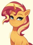 blonde_hair blue_eyes female feral hair horn multicolored_hair red_hair simple_background smile solo two_tone_hair yellow_body marenlicious equestria_girls hasbro my_little_pony mythology sunset_shimmer_(eg) equid equine mammal mythological_creature mythological_equine unicorn absurd_res hi_res