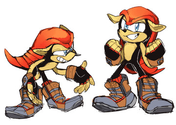 5_fingers anthro black_body blue_eyes boots clothing fingerless_gloves fingers footwear gloves grin handwear looking_at_viewer male red_shell shell shoes simple_background smile solo yellow_body 8xenon8_(artist) sega sonic_the_hedgehog_(series) mighty_the_armadillo armadillo mammal nine-banded_armadillo xenarthran 2015