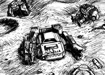 anthro armor female machine solo hladilnik helldivers marylin_(hladilnik) american_opossum automaton mammal marsupial virginia_opossum 2026 black_and_white hi_res monochrome