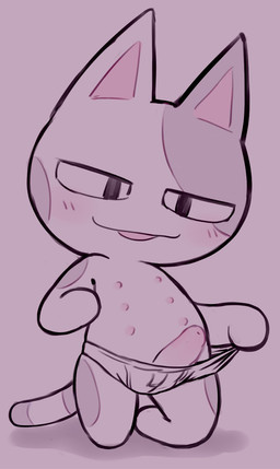 anthro blush briefs chibi clothed clothing erection genitals male multi_nipple nipples penis simple_background sketchy solo tighty_whities topless underwear underwear_only white_briefs white_clothing white_underwear zonkeyshow animal_crossing nintendo bob_(animal_crossing) domestic_cat felid feline felis mammal digital_media_(artwork) hi_res