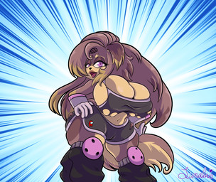 anthro big_breasts bottomwear breasts brown_body brown_fur cleavage clothed clothing female fur hair huge_breasts leg_warmers legwear long_hair looking_at_viewer purple_eyes simple_background smile solo squish tail thick_thighs tongue topwear wide_hips lunalaimoonglow ambient_among_us among_us archie_comics innersloth sega sonic_the_hedgehog_(archie) sonic_the_hedgehog_(comics) sonic_the_hedgehog_(series) ambient_crewmate_(among_us) fan_character jackie_(imthat1fellow) canid canine canis domestic_dog mammal colored digital_drawing_(artwork) digital_media_(artwork) hi_res portrait shaded signature three-quarter_portrait
