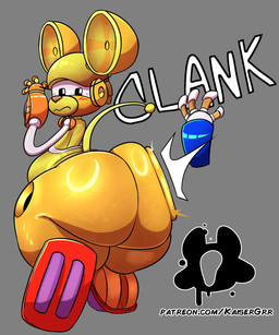 anthro big_butt blush butt butt_slap female looking_back machine offscreen_character slap solo tail thick_thighs wheel_feet kaiser_grr animal_mechanicals mouse_(animal_mechanicals) living_machine mammal mouse murid murine robot rodent hi_res