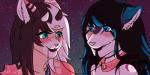 anthro duo female female/female love romantic romantic_ambiance romantic_couple avoid_posting zingiber canid canine canis domestic_cat domestic_dog felid feline felis husky mammal nordic_sled_dog spitz wolf animated icon