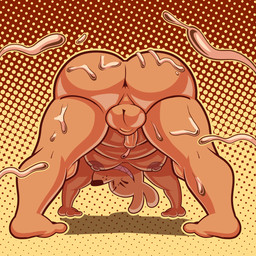 anthro anus balls bodily_fluids butt cum cum_on_butt ejaculation genital_fluids genitals looking_through looking_through_legs moobs nipples nude off-screen oozing_cum penis presenting presenting_balls presenting_hindquarters presenting_penis solo yoga seed.love canid canine canis domestic_dog mammal 1:1 hi_res