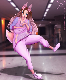 anthro blue_eyes bomfunks_mcs cellphone dancing dreadlocks electronics female phone solo station bl4ck-cl1n1c freestyle lagomorph leporid mammal rabbit absurd_res hi_res