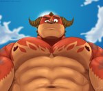 2_horns abs anthro horn male muscular muscular_anthro muscular_male navel nipples pecs solo jabuhusky rumble_(movie) steve_(rumble) kaiju monster hi_res