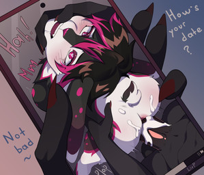 anal anal_penetration anthro anthro_on_anthro anthro_penetrated anthro_penetrating anthro_penetrating_anthro anthro_penetrating_male balls big_ears big_penis biped black_body black_ears black_fur black_hair black_tail bodily_fluids butt cellphone colored_nails contact_onomatopoeia cum cum_in_ass cum_inside cum_on_butt cum_on_penis cum_on_self dialogue dominant dominant_anthro dominant_male drooling duo ejaculation electronics faceless_anthro faceless_character faceless_male fangs femboy from_behind_position fur genital_fluids genitals hair hand_on_chin hand_on_head hand_on_hip heart_eyes heart_symbol larger_anthro larger_dom larger_male looking_at_another looking_pleasured male male/male male_penetrated male_penetrating male_penetrating_male markings multicolored_body multicolored_ears multicolored_fur multicolored_hair multicolored_tail nails nude nude_anthro nude_male onomatopoeia open_mouth penetration penile penile_penetration penis penis_in_ass phone phone_screen photo pink_body pink_ears pink_eyes pink_fur pink_hair pounding_ass rear_view recording red_nails saliva sex simple_background size_difference small_tail smaller_anthro smaller_male smartphone sound_effects spots spotted_body spotted_ears spotted_fur standing standing_sex submissive submissive_anthro submissive_male tail teeth text thrusting vein veiny_penis white_body white_fur white_tail liy-p alakar candi_(alakar_nova) bovid caprine caprine_demon demon domestic_rabbit goat goat_demon lagomorph leporid mammal oryctolagus rabbit absurd_res english_text hi_res