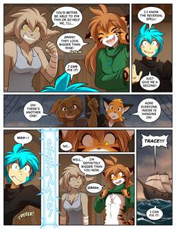 anthro biped blue_hair bottomless bottomless_anthro bottomless_female bottomwear breasts brown_body brown_fur brown_hair brown_tail clothed clothed_anthro clothed_female clothed_human clothed_male clothing countershade_torso countershading crossgender dialogue eyes_closed female flat_chested ftm_transformation fully_clothed fully_clothed_anthro fully_clothed_female fully_clothed_human fully_clothed_male fur gender_transformation group hair male male_human mtf_crossgender orange_body orange_fur partially_clothed partially_clothed_anthro partially_clothed_female speech_bubble standing striped_body striped_fur stripes tail text topwear topwear_lift transformation conditional_dnp tom_fischbach twokinds evals flora_(twokinds) keith_keiser mike_(twokinds) trace_legacy basitin felid human keidran mammal pantherine tiger 2025 comic english_text hi_res