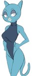 alternate_costume anthro bent_arm big_breasts big_eyes biped black_eyebrows blue_body blue_clothing blue_fur blue_leotard blue_sweater blue_topwear breasts clothed clothed_anthro clothed_female clothing curved_eyebrows curvy_figure elderly_anthro elderly_female eyebrows eyelashes female fingers fur grey_eyelids hand_on_hip hand_on_own_hip humanoid_hands leotard lidded_eyes long_eyelashes looking_at_viewer markings mature_anthro mature_female mouth_closed one_piece_sweater one_piece_top pink_nose pointy_ears prick_ears pupils resting_bitch_face round_head simple_background sleeveless_sweater sleeveless_topwear sleeveless_turtleneck small_nose solo standing sweater tail thin_eyebrows three-quarter_view topwear turtleneck whisker_markings white_background white_eyes gold-white-kott cartoon_network the_amazing_world_of_gumball mary_senicourt domestic_cat felid feline felis mammal eyelids 2023 colored digital_drawing_(artwork) digital_media_(artwork) portrait three-quarter_portrait