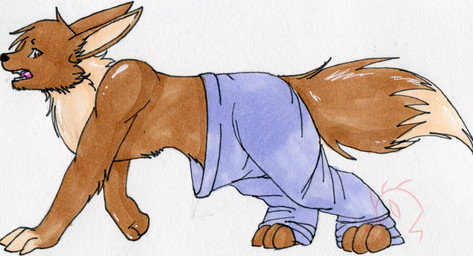 all_fours bottomwear brown_body brown_eyes brown_fur clothed clothing feral fingers fur implied_transformation male mid_transformation open_mouth oversized_clothing pants partially_clothed paws quadruped shrinking simple_background size_transformation solo teeth tongue transformation white_background white_body white_fur kaitofletcher nintendo pokemon eevee generation_1_pokemon pokemon_(species) source_request unavailable_at_source