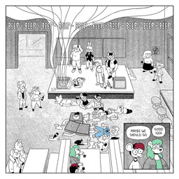 2_panel_comic alcohol ambiguous_gender amplifier anthro arm_over_shoulder bar bar_stool beep belt beverage beverage_can biped black_clothing black_footwear black_hair black_hooves black_shirt black_shoes black_socks black_topwear blue_jumpsuit blush booth_seating bottomwear brass_instrument checkered checkered_clothing checkered_shirt checkered_topwear clothing cocktail_glass container crash_bar cup cutaway denim denim_bottomwear denim_clothing denim_shorts denim_topwear denim_vest dialogue doorway drinking_glass ear_piercing empty_glass eye_bags eyelashes eyeliner fedora female feral fire_extinguisher floppy_ears footwear freckles frown furniture glass glass_container glass_cup green_clothing green_hair green_shirt green_topwear grey_clothing grey_jacket grey_topwear hair hand_in_pocket hand_on_belly hat head_tuft headgear headwear highlights_(coloring) holding_fire_extinguisher hooves horn jacket jeans lying magic_smoke makeup male mascot_costume mouth_closed musical_instrument no_smoking on_back on_front open_frown open_mouth open_smile pants pattern_clothing pattern_shirt pattern_topwear pencil_skirt piercing pin_(fastener) pockets red_highlights rolled_up_pants scared scratching_head shirt shoes shorts shoulder_length_hair skirt smile smoke smoke_detector socks spilled_alcohol spilled_beverage stage steps stool stunned t-shirt text tongue tongue_out topwear torn_clothing trumpet tuft tuning_fork vest white_belt white_clothing white_footwear white_shirt white_shoes white_t-shirt white_topwear wide_eyed wide_shot wince wind_instrument wine wine_glass horseonvhs autumn_winters_(horseonvhs) charlie_lancer diamond_(kyle_smeallie) jeanie_jacobs_(horseonvhs) summer_springs_(horseonvhs) ambiguous_species canid canine equid equine felid feline lagomorph mammal reptile scalie snake 1:1 comic english_text restricted_palette