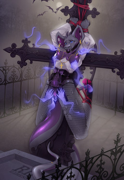 anthro ball_gag bdsm bondage bound cross female gag harness holidays leash solo klemens halloween ghost reptile scalie snake spirit absurd_res hi_res