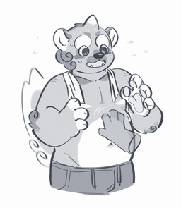 anthro belly belly_rub big_belly bodily_fluids clothed clothing dipstick_horn disembodied_hand duo fangs front_view horn male multicolored_horn navel open_mouth overweight overweight_anthro overweight_male pawpads simple_background solo_focus standing sweat sweatdrop teeth topless towel towel_around_neck unsigned wide_eyed asnnonaka asian_mythology east_asian_mythology japanese_mythology mythology ryuusei foo_dog komainu mammal yokai greyscale hi_res monochrome