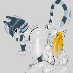 anthro anus balls big_butt big_penis black_eyes bodily_fluids breasts butt cum cum_on_tail duo eyelashes feet female foot_fetish foot_play footjob genital_fluids genitals grey_background hair huge_penis looking_at_viewer looking_back looking_back_at_viewer male male/female markings nude penis rear_view sex short_hair simple_background small_breasts striped_markings striped_tail stripes tail tail_markings thick_thighs uraeus vaginal_fluids vulva wide_hips toospookzy animal_crossing nintendo ankha_(animal_crossing) domestic_cat felid feline felis mammal 1:1 absurd_res hi_res