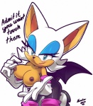 anthro areola big_breasts breasts clothed clothing erect_nipples female flashing nipples partially_clothed solo text nancher sega sonic_the_hedgehog_(series) rouge_the_bat bat mammal 2014 english_text