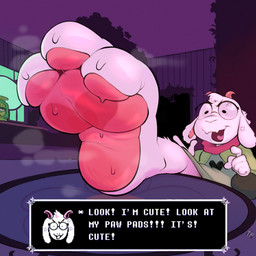 2_horns 3_toes angry anthro bodily_fluids clothing cross-popping_vein dialogue eyewear feet foot_fetish foot_focus foot_on_table furniture glasses green_body green_clothing green_robe horn male pawpads pink_horn pink_pawpads pink_scarf raised_foot robe scarf smelly smelly_feet solo steamy_feet sweat sweaty_feet table talking_to_viewer text text_box toes white_body wrinkled_feet wrinkles twistedfurby deltarune undertale_(series) green_(deltarune) ralsei bovid caprine darkner goat humanoid mammal 1:1 hi_res