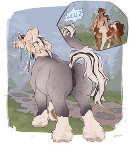 andromorph andromorph/male andromorph_taur animal_genitalia animal_vulva anus black_tail blush braided_hair brown_body brown_fur brown_hair brown_tail butt duo equine_genitalia equine_vulva erection flustered fur genitals grass grey_body grey_fur hair hooves horseshoe intersex intersex/male intersex_taur looking_at_butt male male_taur mottled mottled_body mottled_fur mottled_genitalia mottled_penis multicolored_body multicolored_fur nude_andromorph nude_male penis piebald piebald_body piebald_fur plant presenting presenting_hindquarters puffy_anus rear_view simple_background tail text two_tone_body two_tone_fur two_tone_tail vulva white_background white_body white_fur white_tail wulvercazz european_mythology greek_mythology mythology centaur equid equid_taur equine equine_taur horse horse_taur humanoid_taur mammal mammal_taur taur 2024 digital_drawing_(artwork) digital_media_(artwork) english_text
