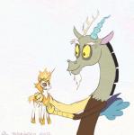 antlers claws doll feral horn humor male solo el-yeguero friendship_is_magic hasbro my_little_pony daybreaker_(mlp) discord_(mlp) chimera draconequus 2017 animated short_playtime