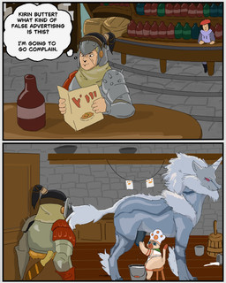 1_horn 2_toes ambiguous_gender anthro armor barrel beard beret big_teats black_hair blue_body blue_eyes blue_fur blue_markings bodily_fluids boots bottle bowl breast_milking brown_markings bucket butter_churn cabinet chef_hat claws clothed clothing container counter detailed_background dipstick_tail door duo facial_hair facial_markings facial_scar feet female female_feral feral fetlocks floor footprint footwear forehead_horn fur furniture gauntlets gloves group hair hand_on_teats handwear hat head_markings headgear headwear helmet holding_object horn hunter inside kerchief knife lactating looking_at_another male mane markings menu metal_armor milk milk_bucket milk_container muzzle_(marking) neckerchief neckwear pauldron pawprint pointy_ears ponytail prick_ears rear_view red_clothing red_eyes red_headwear scar shelf shoes side_view sitting snout standing stone_floor stone_wall stool striped_markings stripes table tail tail_markings tan_body tan_fur tan_skin teats text thought_bubble toe_claws toes trio unicorn_horn visor wall_(structure) white_body white_fur white_mane white_tail wood wood_floor holemann capcom monster_hunter mythology equid equine felid felyne human kirin_(mh) lynian mammal mythological_creature mythological_equine unicorn 2koma comic english_text hi_res