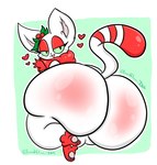 anthro big_butt butt female fur heart_symbol huge_butt paws red_body red_fur solo thick_thighs lewdchuu_(artist) junipurr domestic_cat felid feline felis mammal hi_res